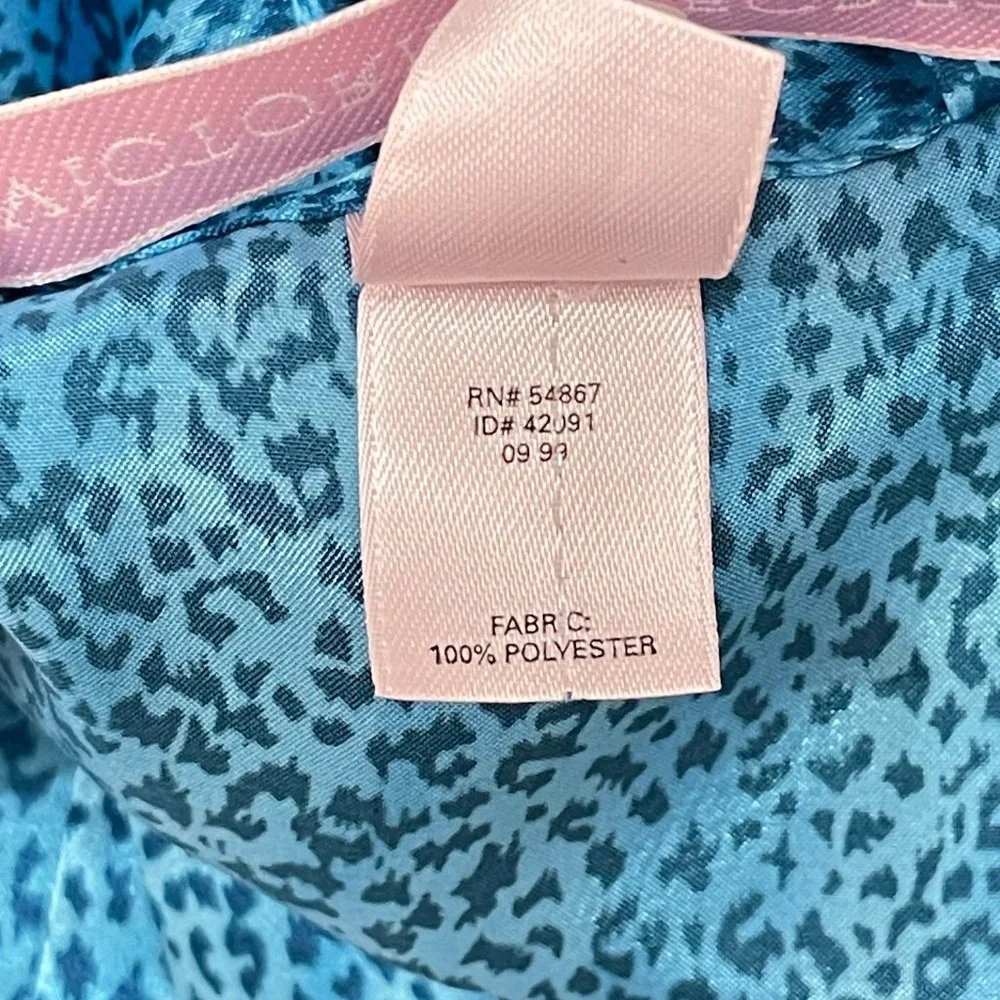 Victoria's Secret Robe Blue Two Tone Spotted Satin Belted Kimono Short One Size